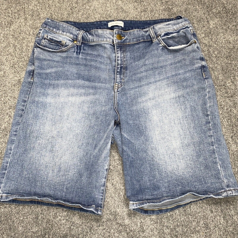 Lane Bryant Bermuda Shorts Womens Size 24 Blue Denim Curvy Fit Flex Waistband